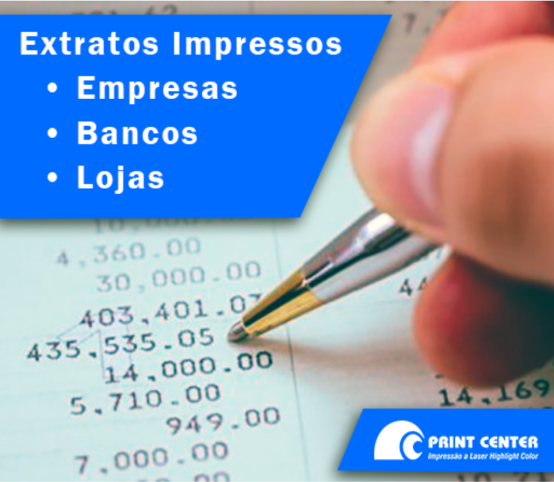 Custo para Impressão de Extrato de Bancos Santana - Impressão de Extrato Consolidado