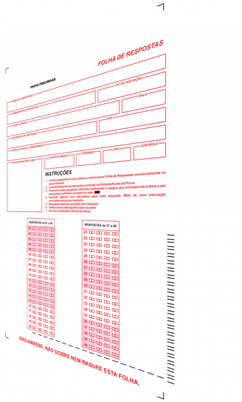 Folha de Respostas 100 Questões Jundiaí - Folha de Resposta Simulado