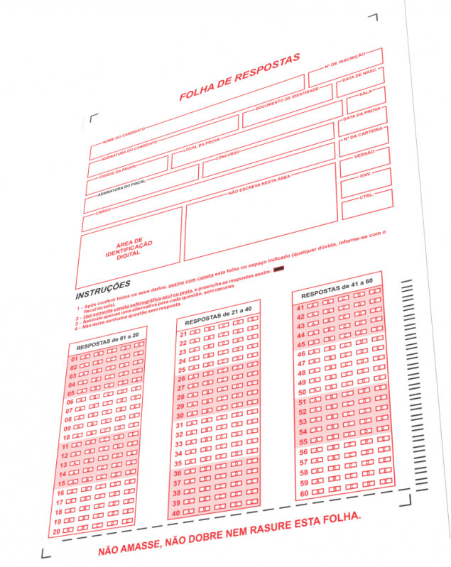 Impressão de Folha de Resposta de Simulado Penha de França - Folha Resposta em Branco